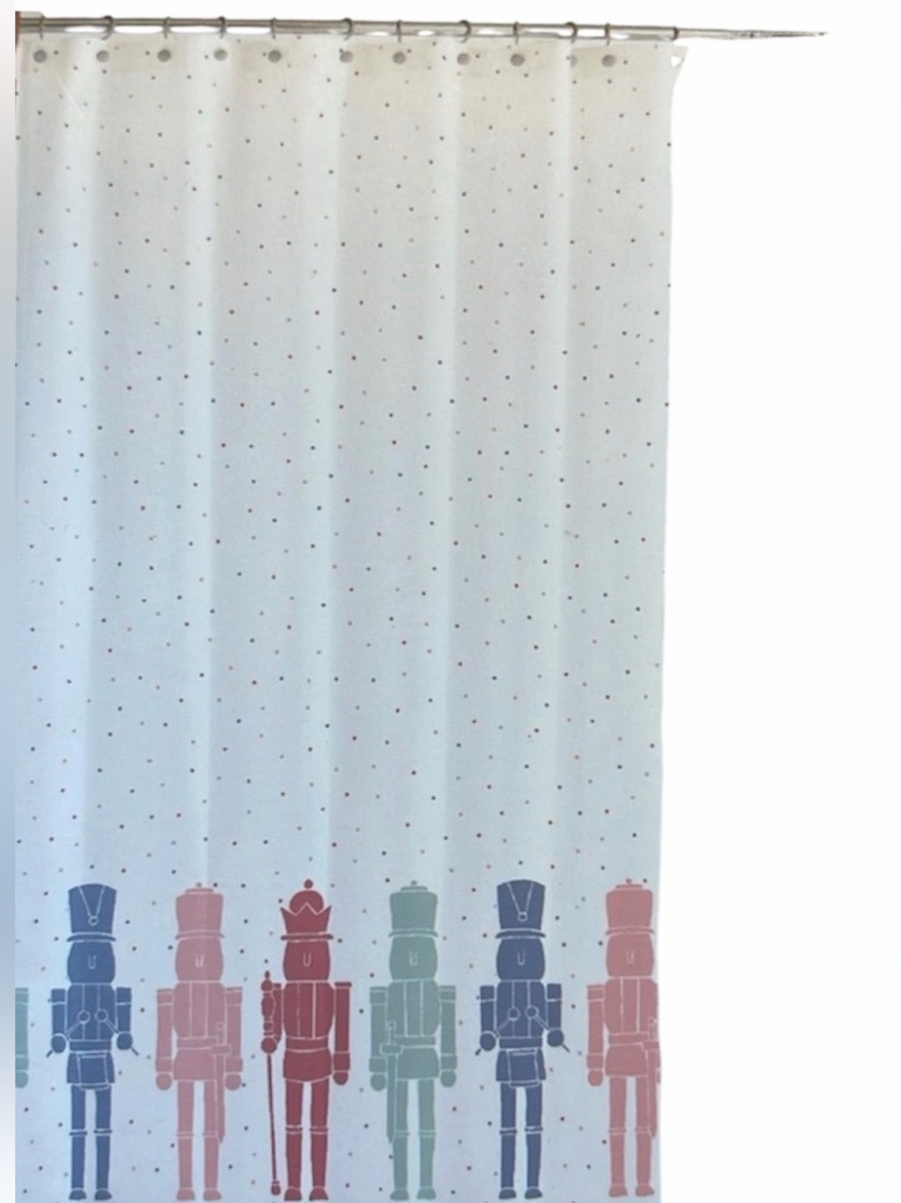 Polka Dot Nutcracker Ballet Shower Curtain 100% Cotton Christmas Home pinkmas